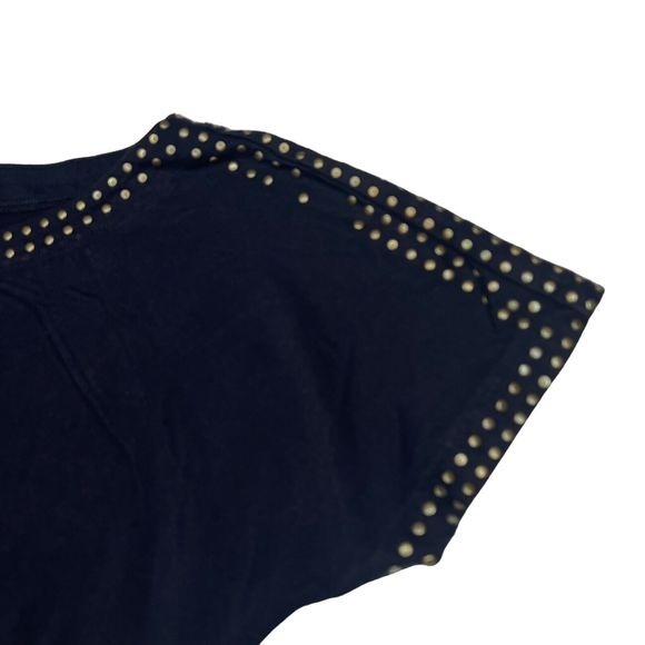 Carmen Marc Valvo Blouse Adult Women Medium Black Gold Studded Stretch - Picture 3 of 4